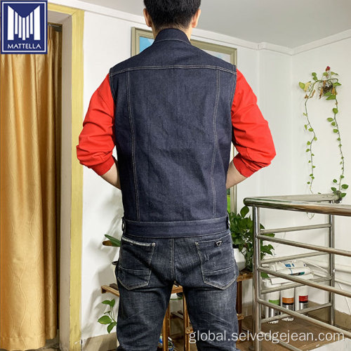 15oz Selvedge Denim Vest Custom Regular Fit Indigo Selvedge Denim Men Vest Manufactory
